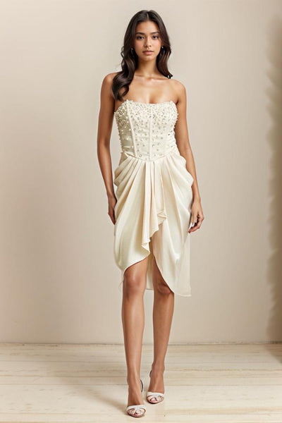 Danika Pearl Midi Dress - Champagne