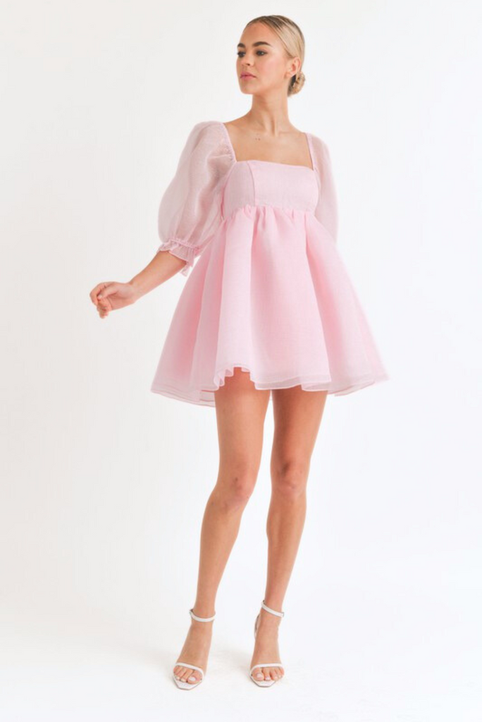 Princess Pose Babydoll Mini Dress (Pink)