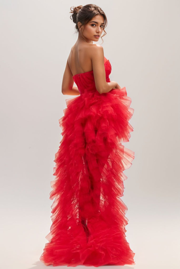 Ava Ruffle Dress - Red