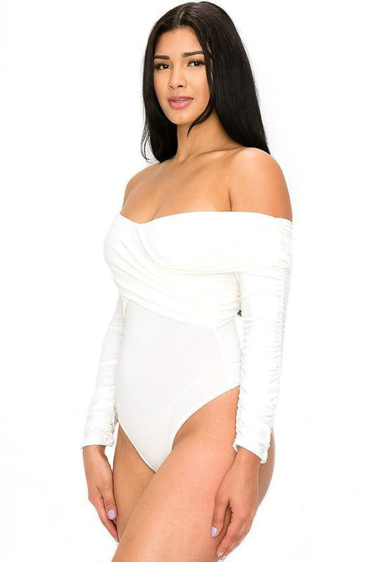 Off the Shoulder Bodysuit | White Bodysuit Dress | Pretty on Purpose