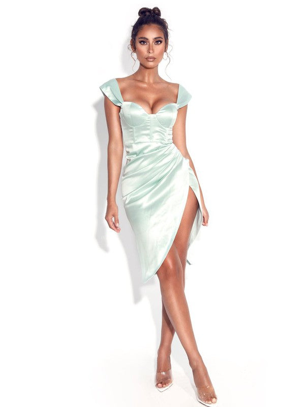 The Emma Satin Bra Dress  Satin dresses, Elegant dress, Satin midi dress