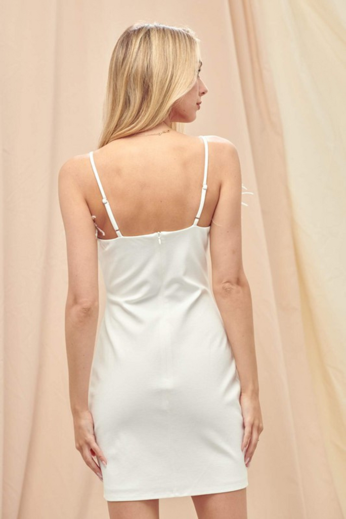 Margo Feather Mini Dress - White