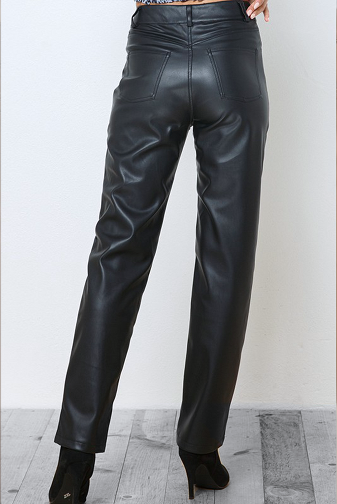Kourtney Vegan Leather Pants - Black