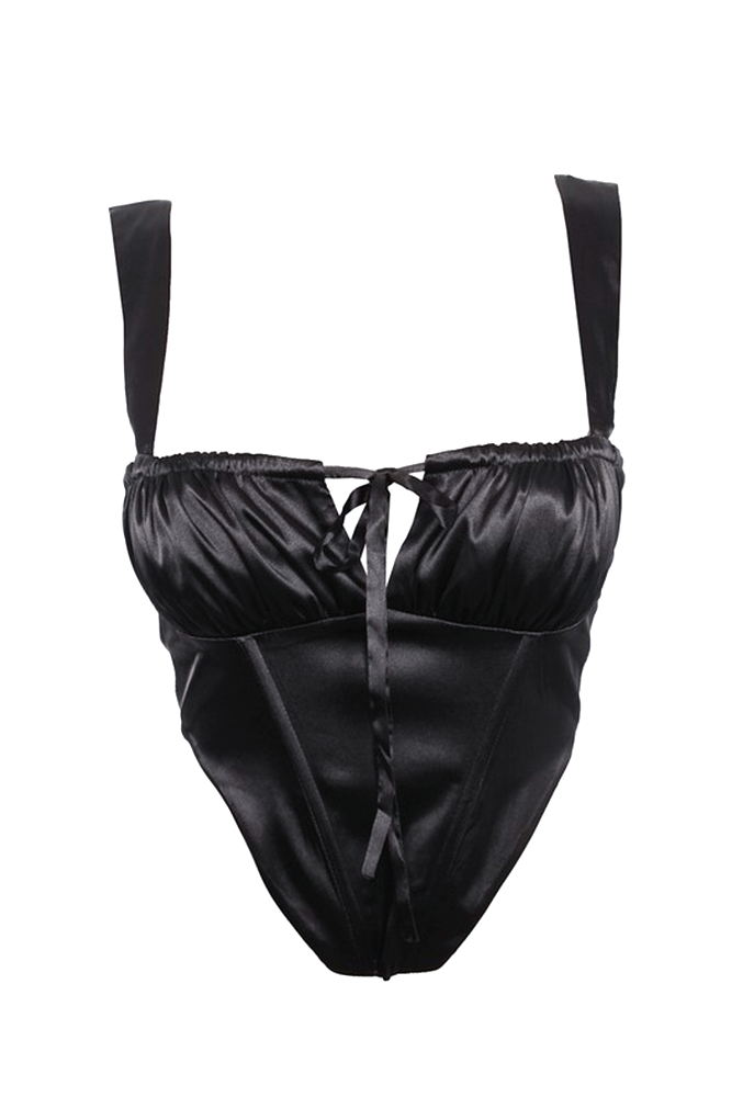 Buy Black satin corset: corset, black color, satin, elegant style, buy in  VOVK online store.