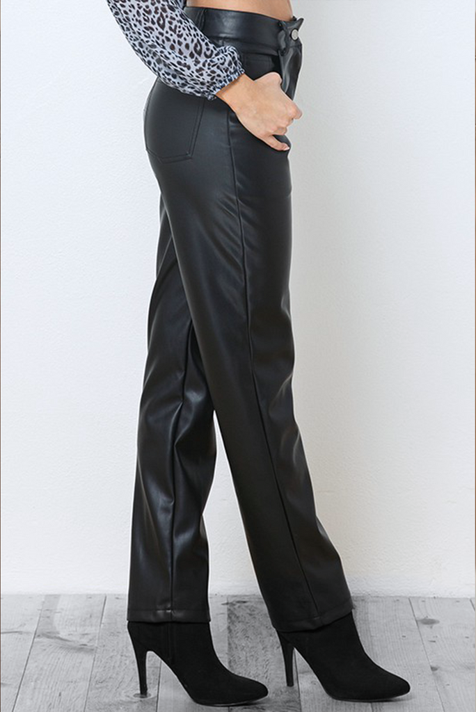 Kourtney Vegan Leather Pants - Black
