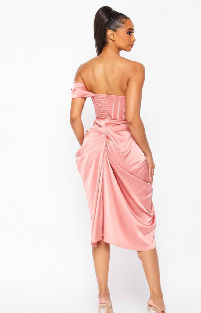 Samara Satin Dress -Pink