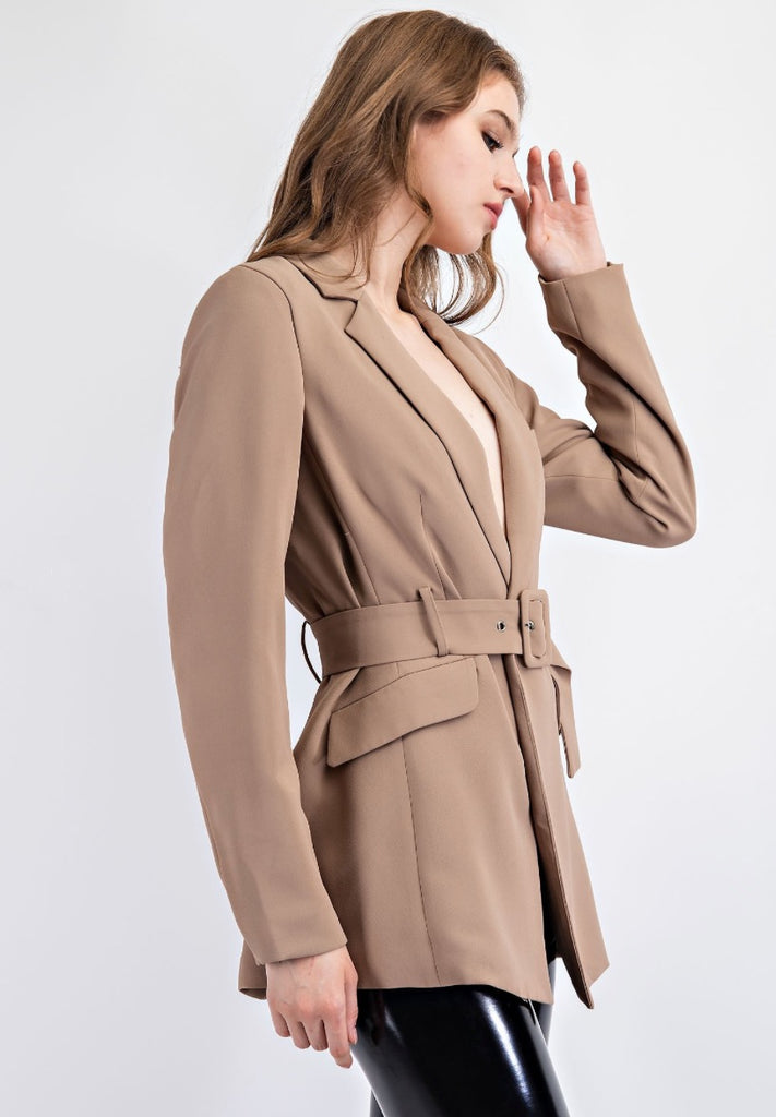 Harlow Belted Blazer - Taupe