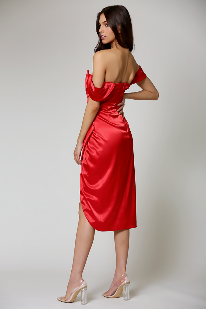 Red Corset Dress, Satin Corset Dress, Pretty on Purpose