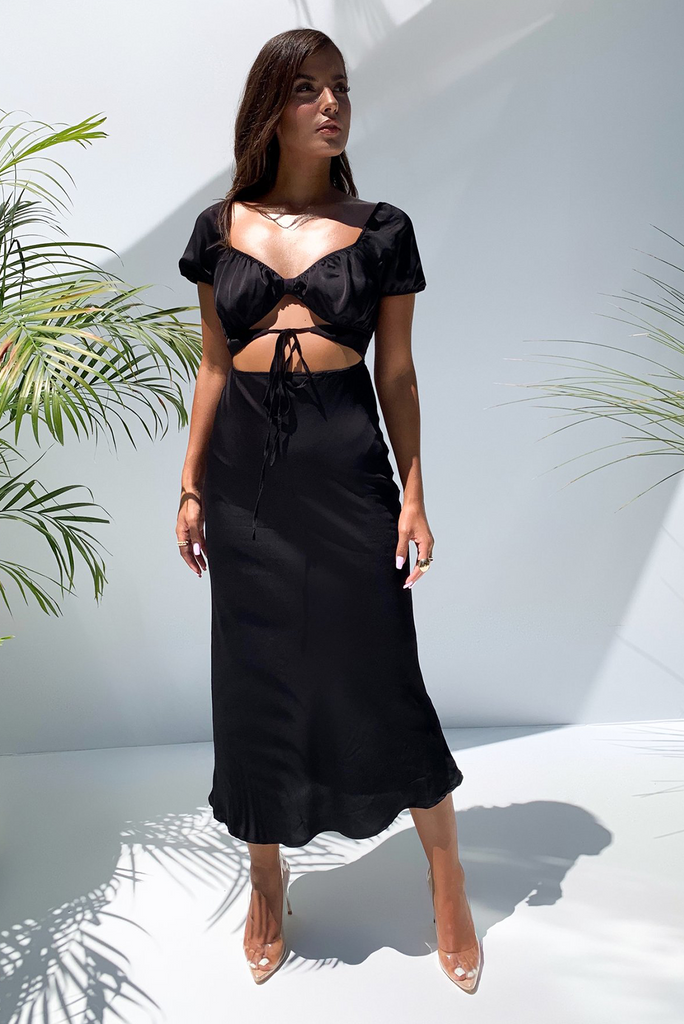 Zara Satin Dress - Black